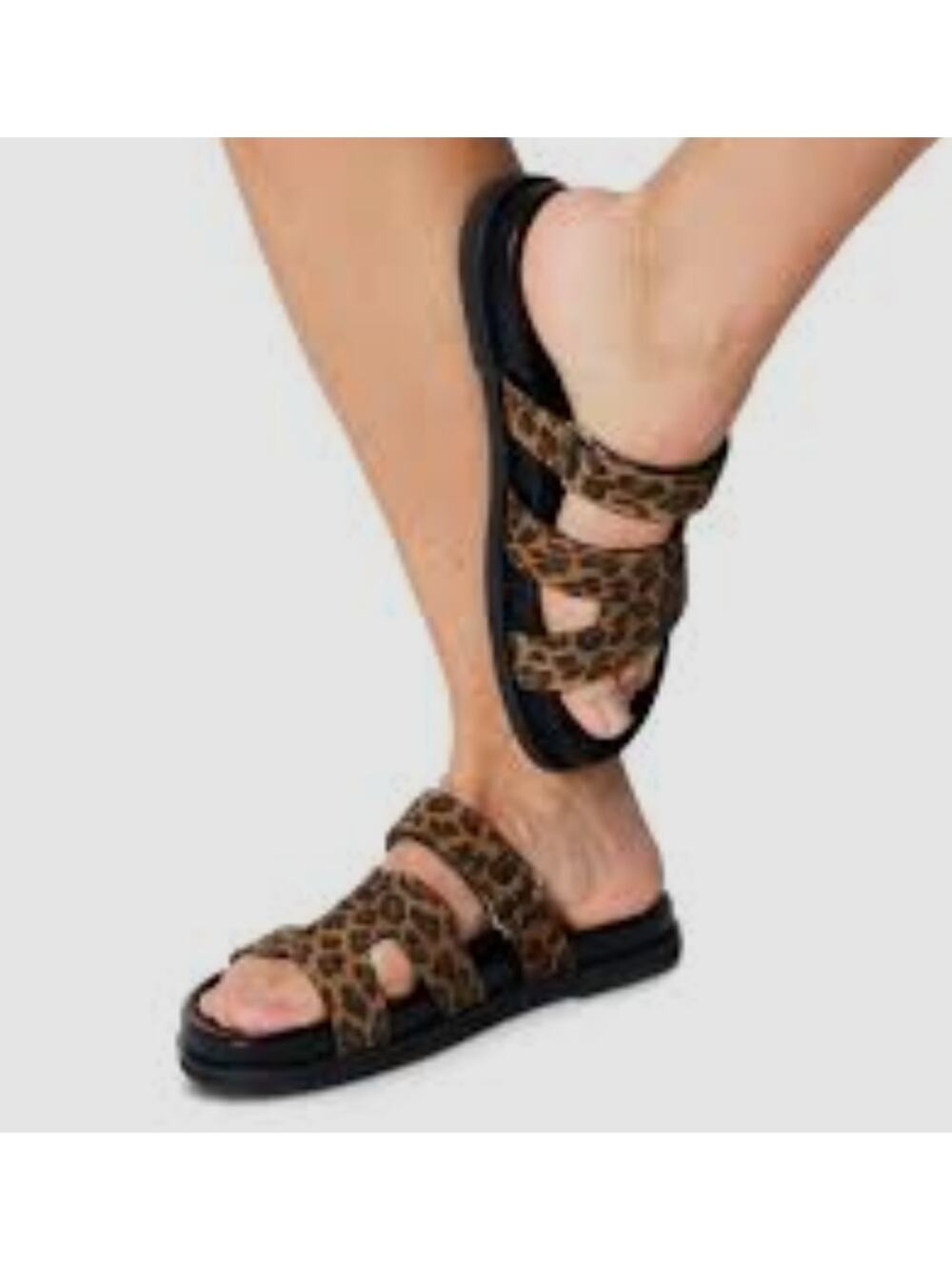 NIB Bibi Lou Mindy Cutout Sandals Leopard 39 US 8.5 Slide Rtl $185 Anthropologie